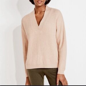 Haven Well Within Oatmeal tan wool blend v neck chunky knit sweater $120 size S